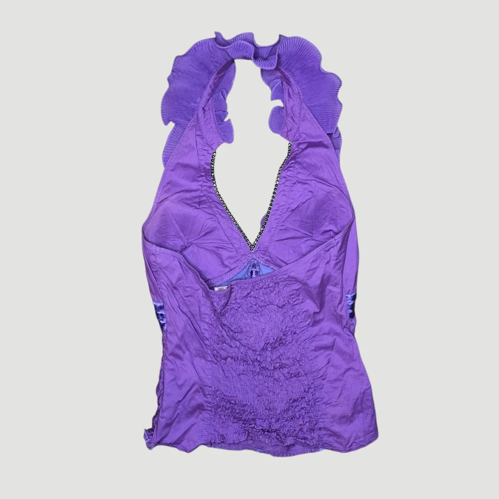 Y2k Purple Ruffle Halter Neck Top 💜 - Picture 6 of 8
